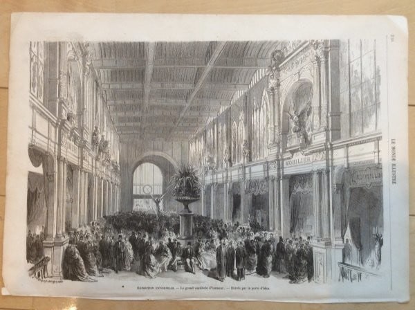 Paris Exposition Universelle 1867 Grand Vestibule Interior Original Engraving: Paris Exposition Universelle 1867 Grand Vestibule Interior Original Engraving Item Specifics: Unit Of Sale: Single Piece Artist: Le Monde Illustre (Paris France) Size: Medium Signed: No Material: Pape