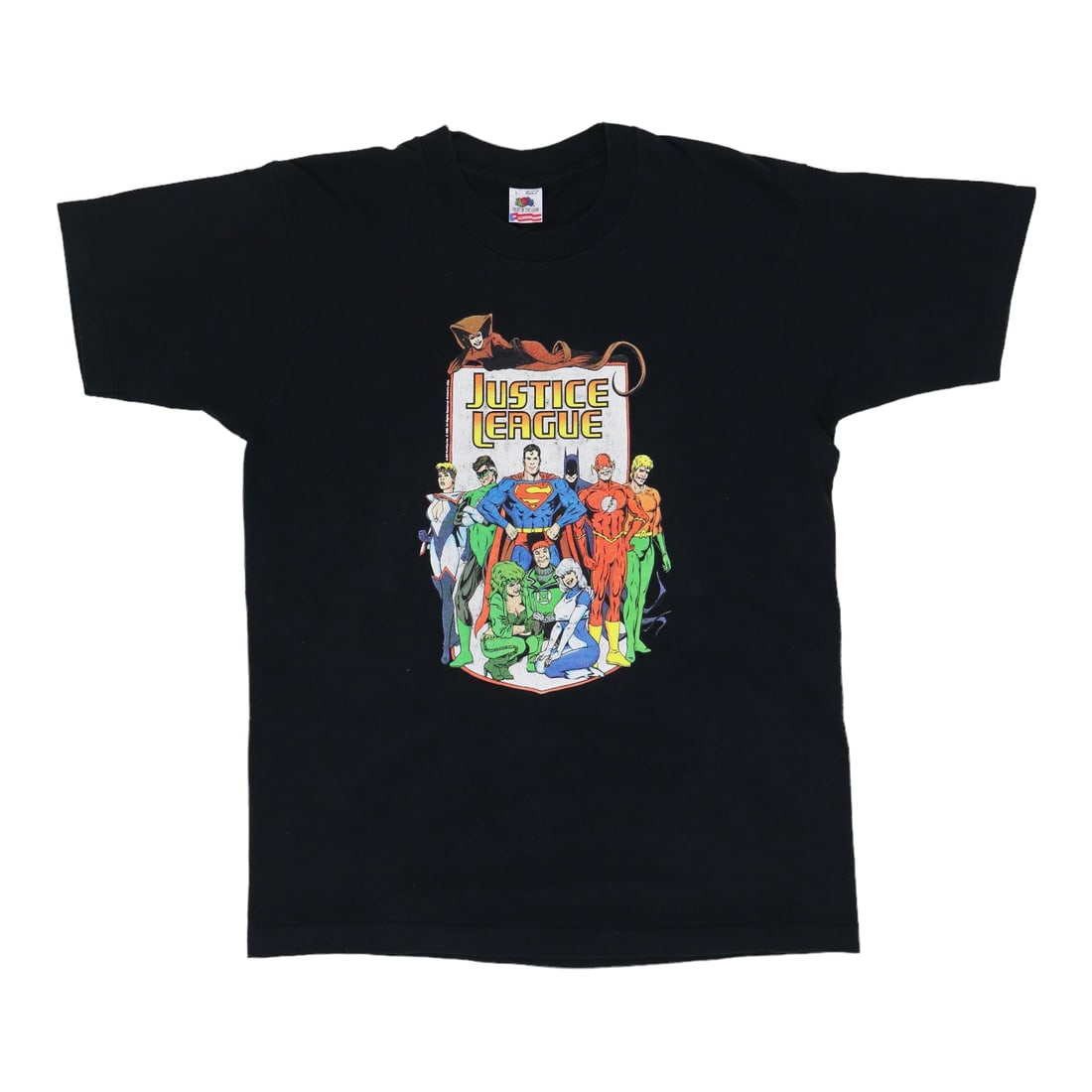 Justice League DC Comics Shirt: Justice League DC Comics Shirt True vintage 1992 Justice League DC Comics Shirt, featuring the iconic heroes in black 100% cotton. Measuring 28" collar to hem and 21" pit to pit front, this classic sh
