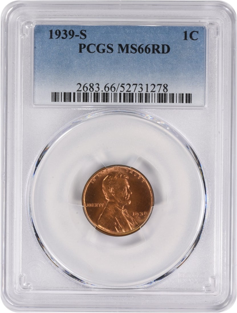 1939-S Lincoln Cent RPM 2 MS66RD PCGS (1 of 1)