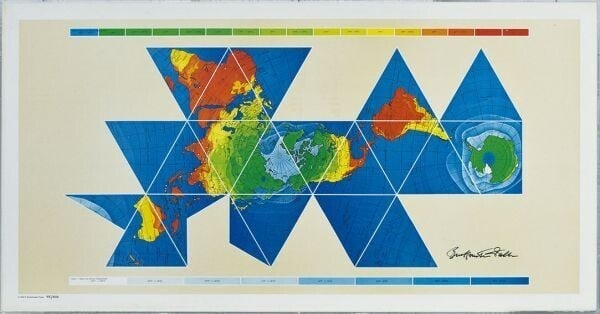 Framed Offset Lithograph World Map 1979 Dymaxion Limited Buckminster Fuller: Framed Offset Lithograph World Map 1979 Dymaxion Limited Buckminster Fuller Item Specifics: Unit Of Sale: Single Piece Artist: Buckminster Fuller Signed By: Ujiro Urushibara Size: Large Material: Pape