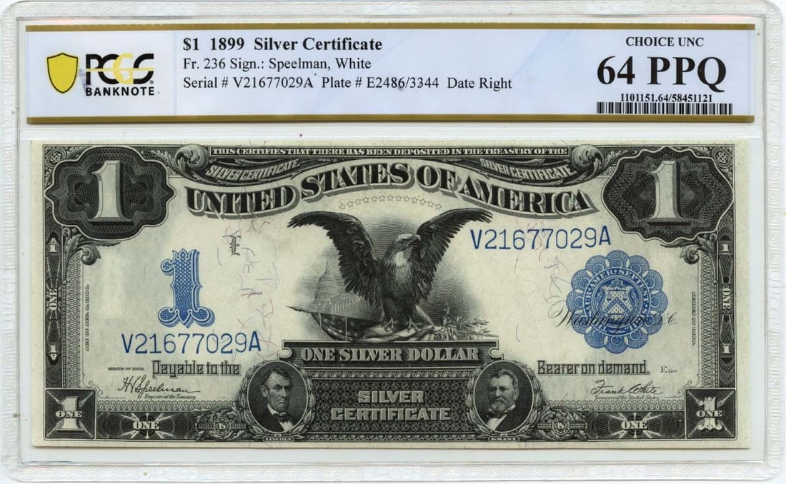 1899 $1 Silver Certificate FR#236 PCGS CU64 PPQ Choice (1 of 2)