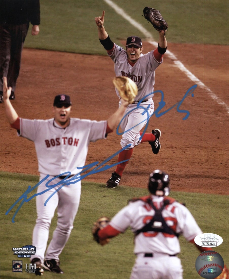 Keith Foulke/ Doug Mientkiewicz Autographed 8x10 Photo Boston Red Sox (JSA): Keith Foulke/ Doug Mientkiewicz Autographed 8x10 Photo Boston Red Sox (JSA) Item Specifics: Keith Foulke /Doug Mientkiewicz Autographed Baseball 8x10 Photo Signed across the front in blue sharpie