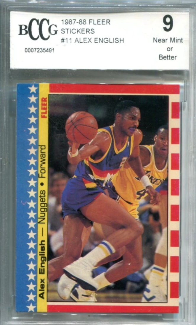 English 1987-88 Fleer Sticker Card #11 BCCG NM (1 of 2)