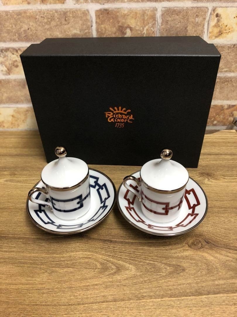 Richard Ginori Sapphire Scarlet Demitasse Cup Saucer Set of 2 With Box: Richard Ginori Sapphire Scarlet Demitasse Cup Saucer Set of 2 With Box Item Specifics: Brand: Richard Ginori Type: Cup & Saucer Color: white Product Disclaimer: Measurements approximate; colors may