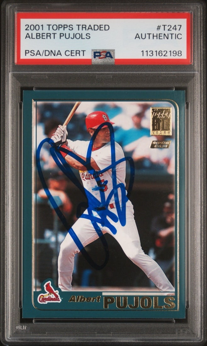 2001 TOPPS TRADED ALBERT PUJOLS #T247 ROOKIE PSA: 2001 TOPPS TRADED ALBERT PUJOLS #T247 ROOKIE PSA 2001 Topps Traded Albert Pujols #T247 Rookie Card, graded Authentic by PSA. This card features the iconic rookie season of Albert Pujols, a