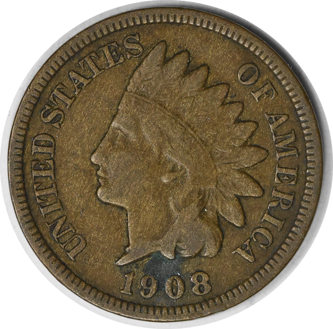 1908-S Indian Cent F Uncertified: 1908-S Indian Cent F Uncertified The 1908-S Indian Cent F Uncertified coin features a grade of F, indicating a high level of wear and tear. Circulated in 1908 from the San Francisco mint with a KM num