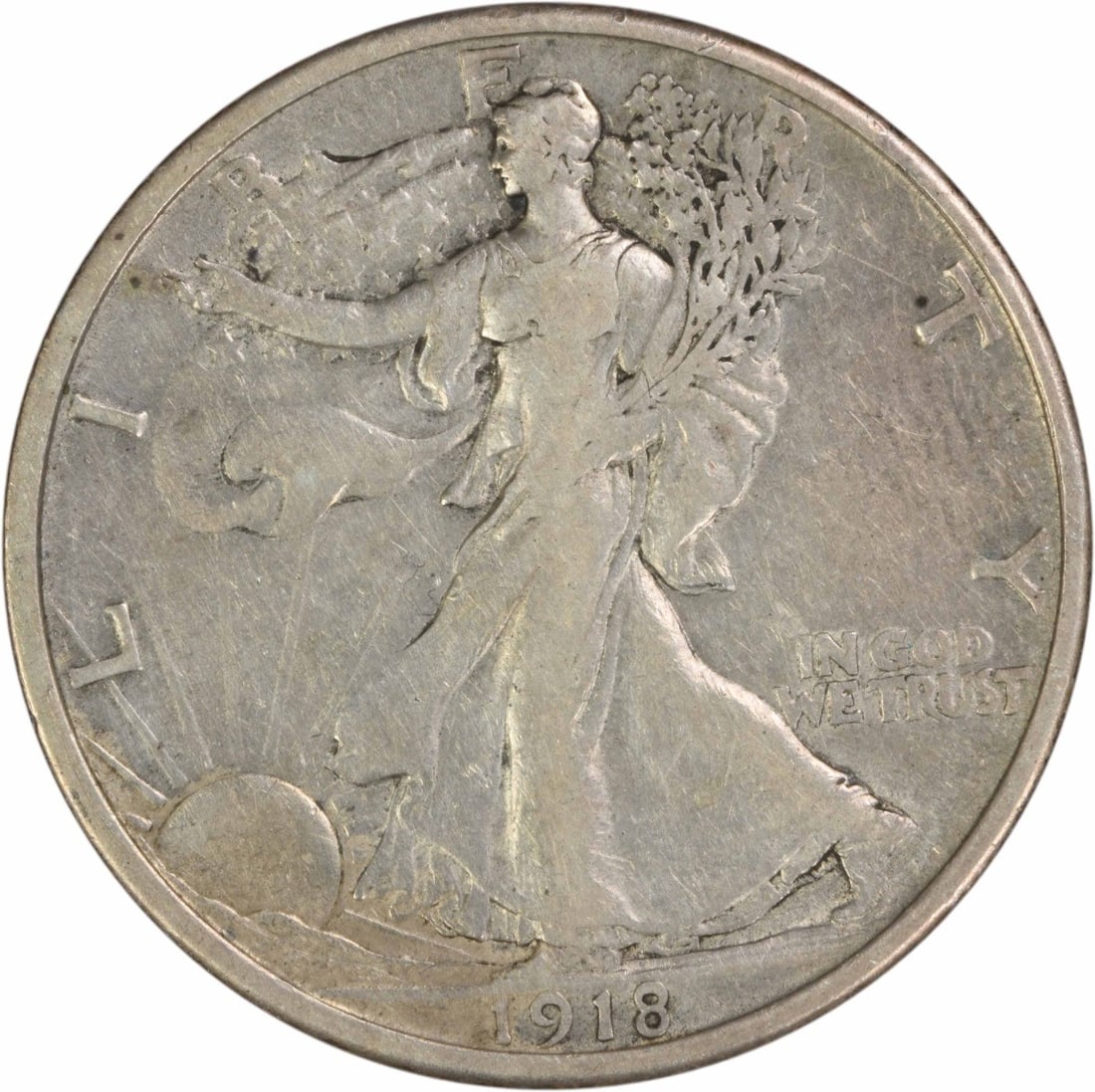 Uncertified Choice Silver Walking Half Dollar 1918 Dollar (1 of 2)