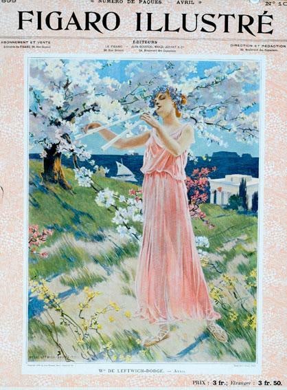 Girl flute by Deleftwich for figaro illustre 1898 original vintage (1 of 1)