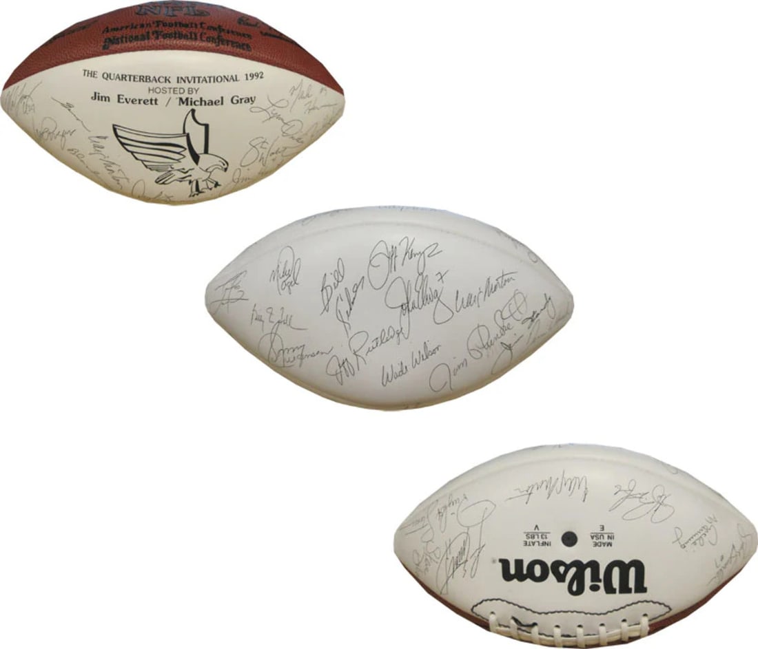 Football unsigned white panel NFL greats: Football unsigned white panel NFL greats A unique piece of sports memorabilia, this unsigned white panel football features the signatures of NFL greats. The panel itself is made of high-quality
