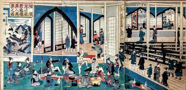 1861 Utagawa Yoshikazu Woodblock Print Yokohama Foreigners Gankiro Triptych: 1861 Utagawa Yoshikazu Woodblock Print Yokohama Foreigners Gankiro Triptych Item Specifics: Artist: Utagawa Yoshikazu Subject: Yokohama-e Foreigners Gankiro Brothel Material: Paper Style: Japanese Yea