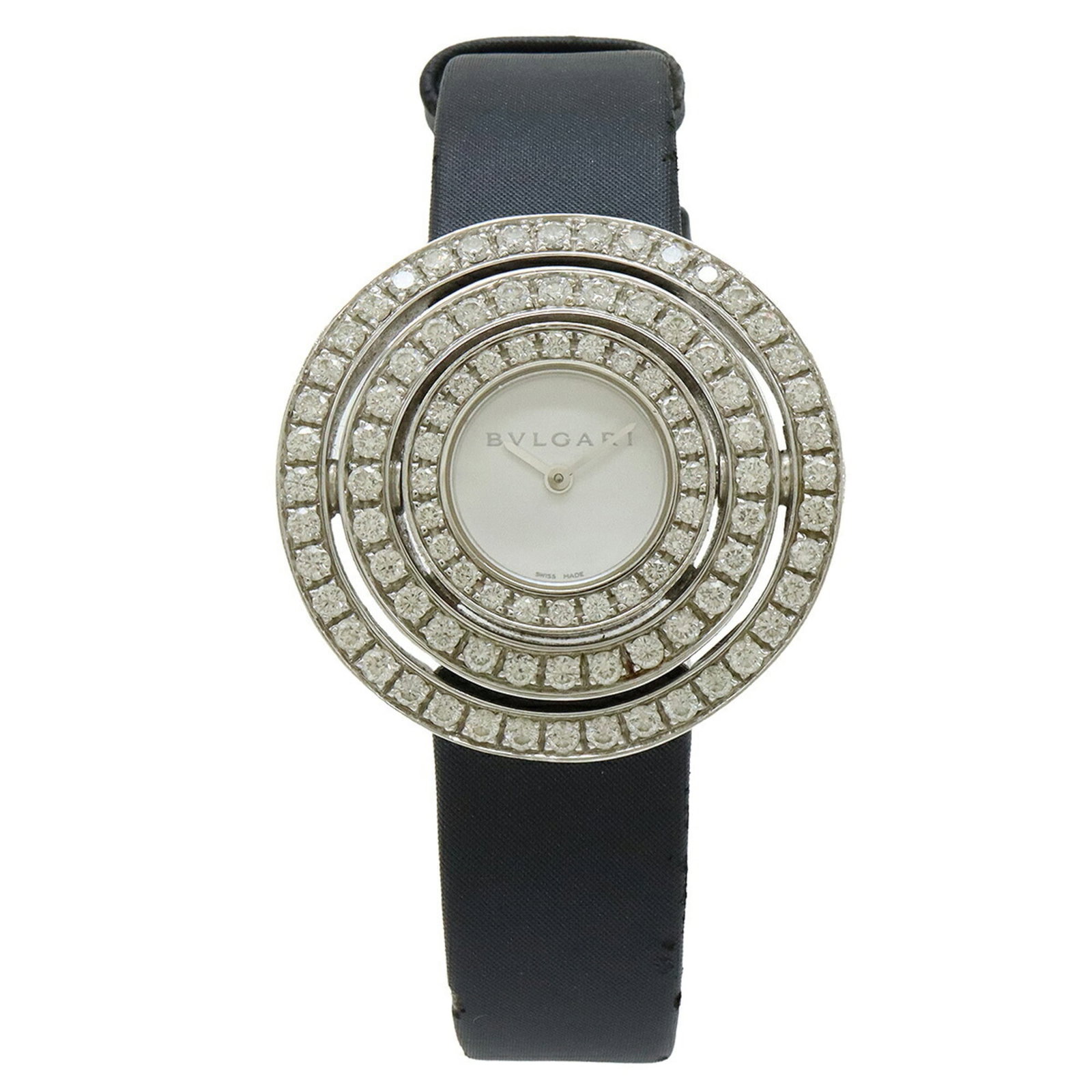 Bvlgari Wristwatch: Bvlgari Wristwatch Bvlgari's iconic wristwatch boasts a sleek white dial, adorned with sparkling diamonds. The 36mm case diameter adds a touch of elegance to any outfit, while the adjustable strap ens