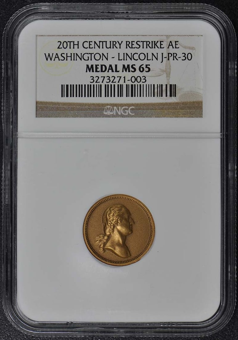 20th Cent. Restrike Washington & Jackson Medal J-PR-30 NGC MS65 (1 of 4)