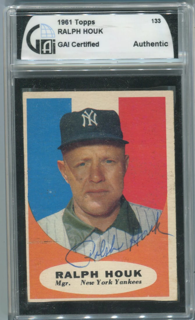 1981 Topps #133 Ralph Houk (GAI Certified) Authentic Autographed Card (1 of 2)