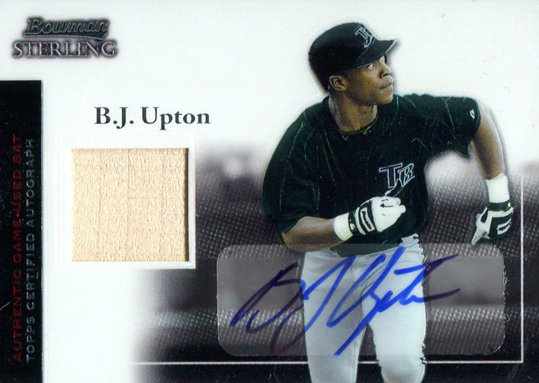 B.J. Upton Autographed 2004 Bowman Sterling Bat Card (1 of 1)