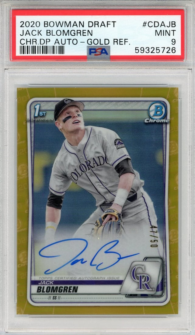 Blomgren Jack 2020 Draft Bowman Gold Refractor Card Rookie #CDAJB (Mint 9) (1 of 2)