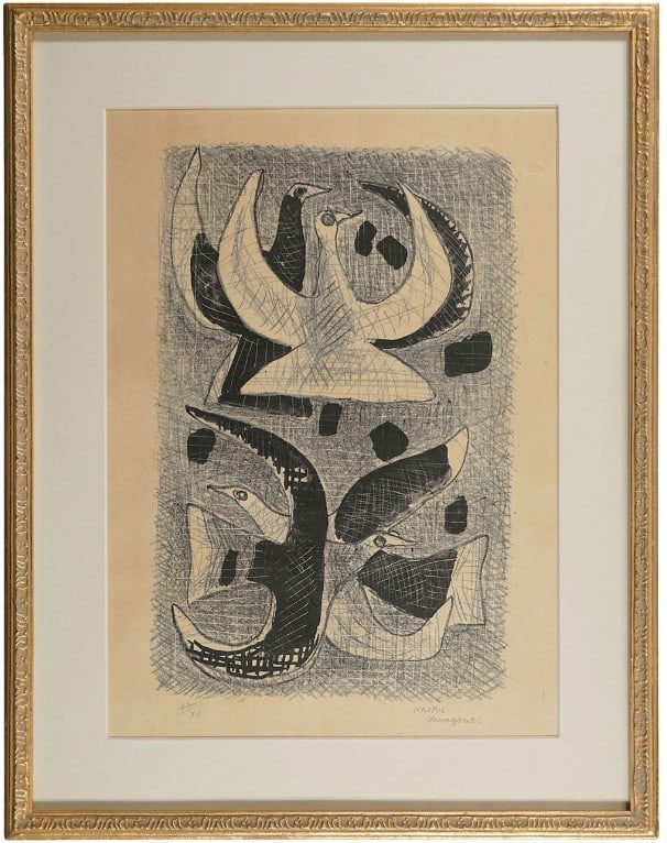Kaoru Yamaguchi Japan Lithograph Flock of Birds 57x45cm Autograph ed.30 (1 of 1)