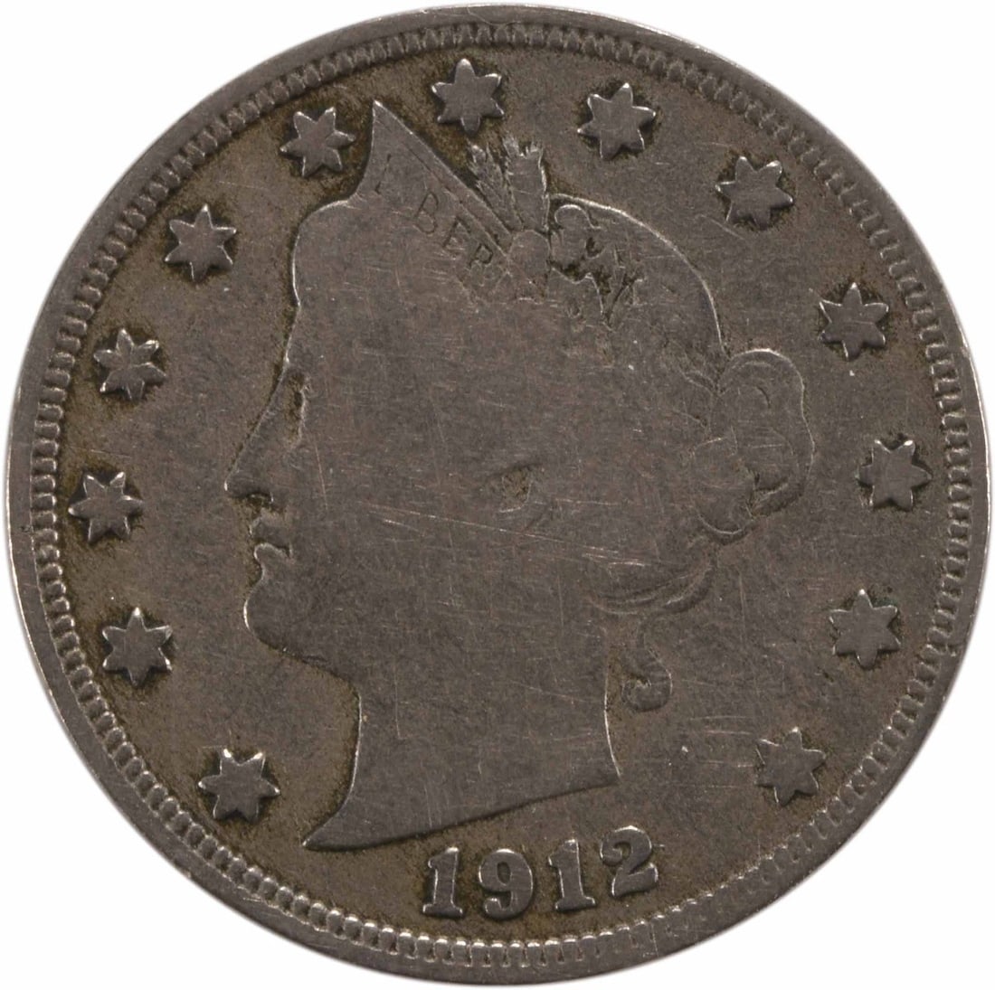 1912-S Liberty Nickel F Uncertified: 1912-S Liberty Nickel F Uncertified The 1912-S Liberty Nickel F Uncertified coin boasts its distinctive San Francisco mint mark, a hallmark of the era. With a rich copper and nickel composition, this 