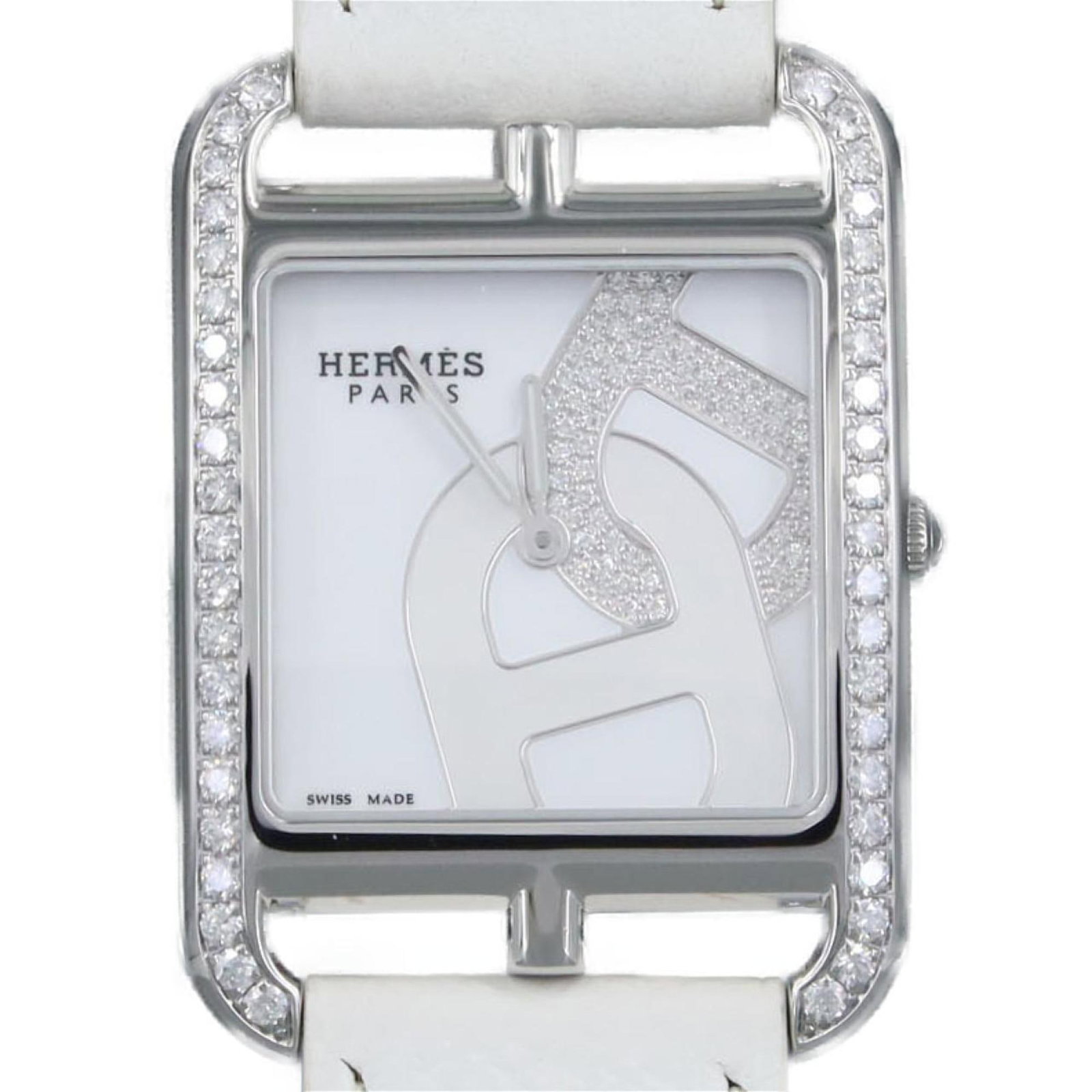 Hermes Wristwatch: Hermes Wristwatch Stainless steel case with a white dial, this Hermes wristwatch boasts a classic design. With a diameter of 29mm, it's a compact yet stylish timepiece that fits comfortably on the wri
