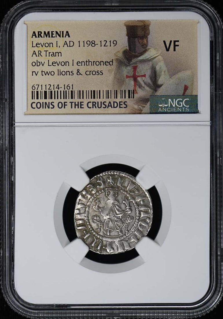 Levon I Armenia AD 1198 1219 NGC VF: Levon I Armenia AD 1198 1219 NGC VF Levon I's 12th-century Armenian coin, certified by the Numismatic Guaranty Corporation (NGC) with a grade of Very Fine (VF), bears the mark of its historical signif