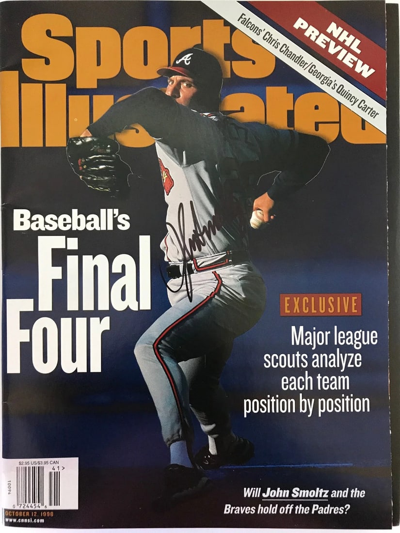 John Smoltz Signed Sports Illustrated Magazine - October 12 1998 (1 of 2)