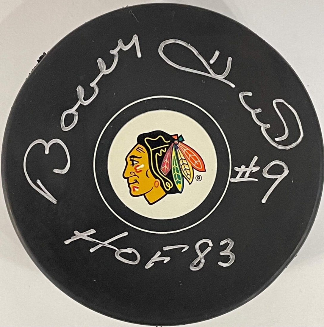Official Chicago Blackhawks Bobby Hull Autographed Puck (1 of 2)