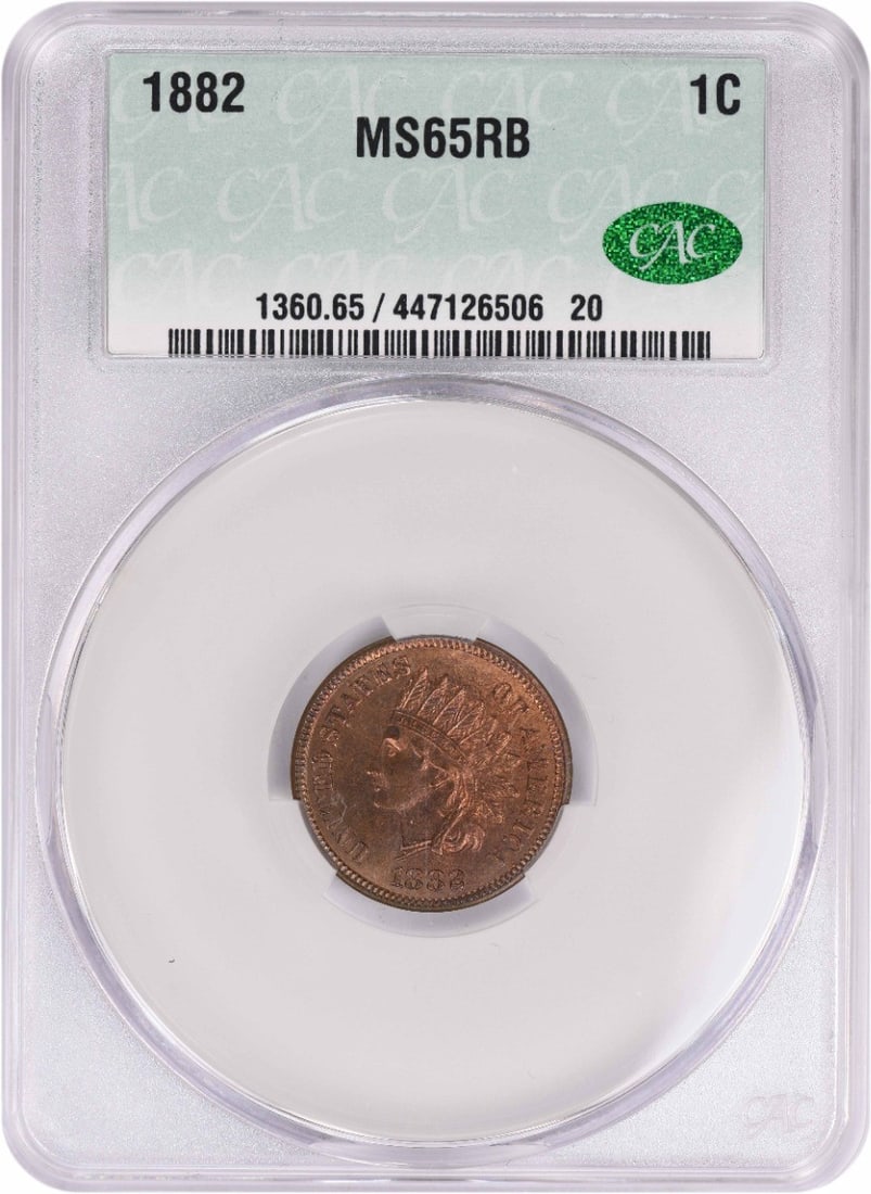 Indian Cent 1882 MS65RB CACG (1 of 3)