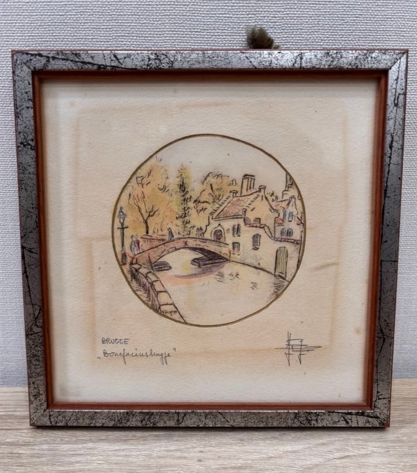 Yvan Royon Brugge Bonifacius Bridge Original Etching Signed Belgium (1 of 2)