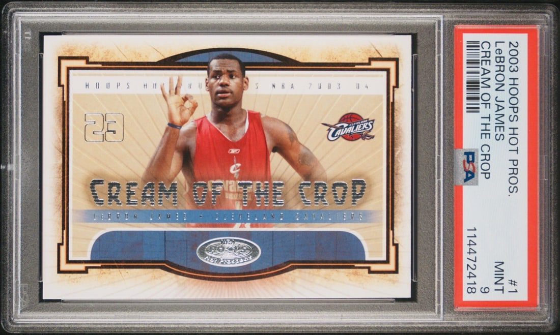 2003 HOOPS HOT PROSPECTS LEBRON JAMES #1 CREAM OF THE CROP ROOKIE PSA 9 (1 of 3)