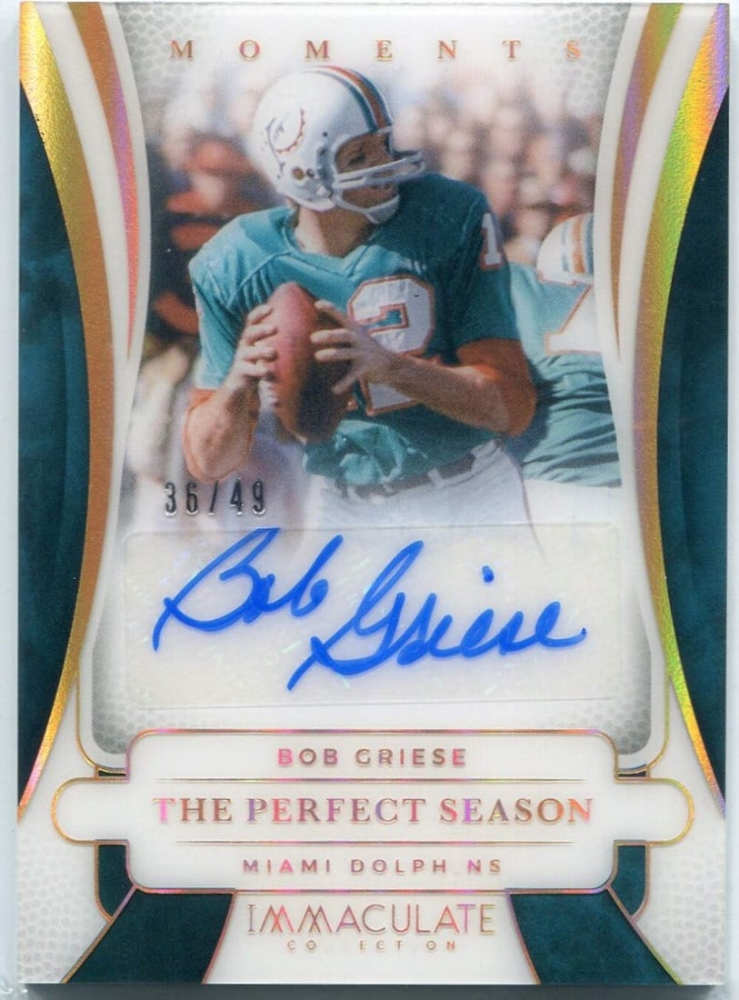 Bob Griese Panini 2025 Immaculate Moments Season Perfect Card Autographed #I (1 of 2)