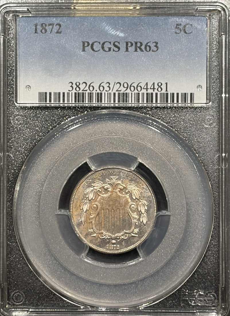 PROOF SHIELD NICKEL PCGS PR63