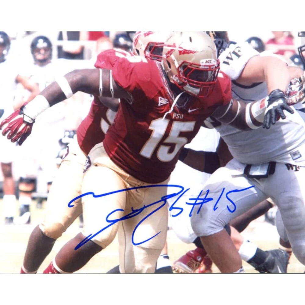 Edwards Mario Autographed Photo Seminoles Florida State 8x10: Edwards Mario Autographed Photo Seminoles Florida State 8x10 Autographed photo by Edwards Mario, featuring his signature in blue sharpie on an 8x10 inch image. The item bears the authentication mark