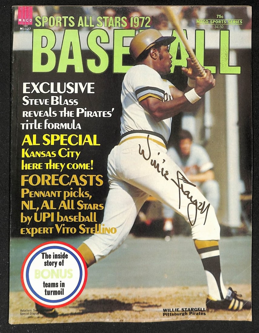 Willie Stargell HOF Signed/ Auto 1972 Baseball Magazine NO LABEL PSA/ DNA 205905 (1 of 2)