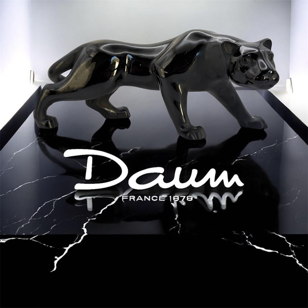 Black Panther De Verre Large GM Sculpture Signed Pte Box France (1 of 20)