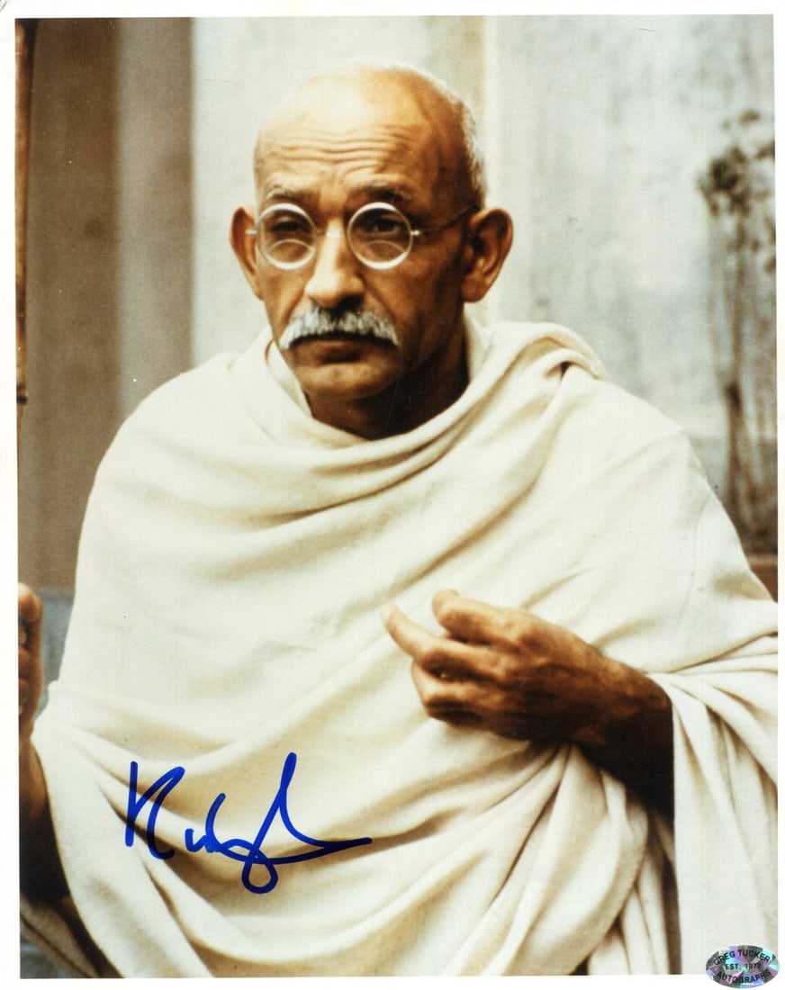 Kingsley Autographed Photo 8x10: Kingsley Autographed Photo 8x10 Ben Kingsley's 8x10 photo, signed in blue sharpie across the front. This rare and unique item bears the signature of the renowned actor, a notable feature for fans and 
