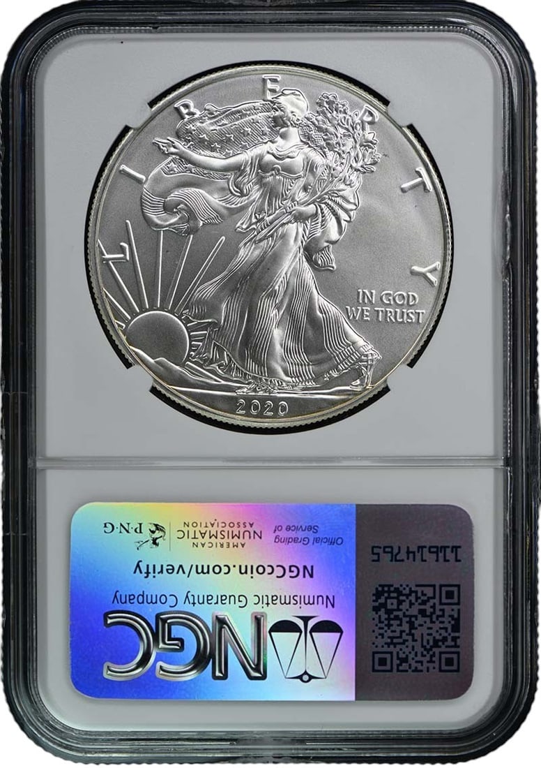 2020 Eagle S$1 NGC MS68 MInt Error Reverse Struck Thru - 2