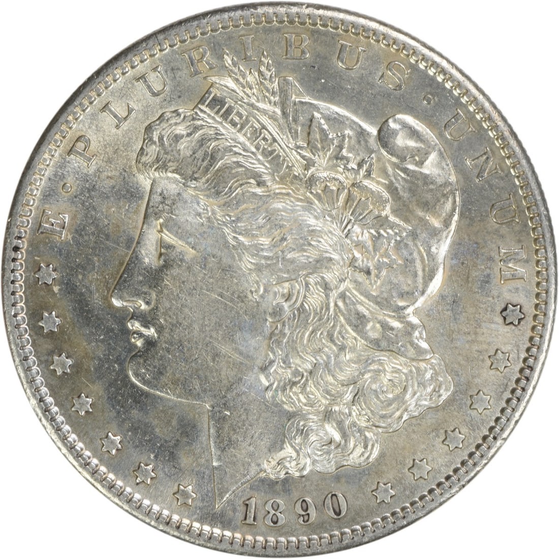 Morgan Silver Dollar 1890-S AU Uncertified Slider: Morgan Silver Dollar 1890-S AU Uncertified Slider The Morgan Silver Dollar 1890-S AU Uncertified Slider boasts an impressive silver composition and reeded edge, characteristic of the San Francisco Min