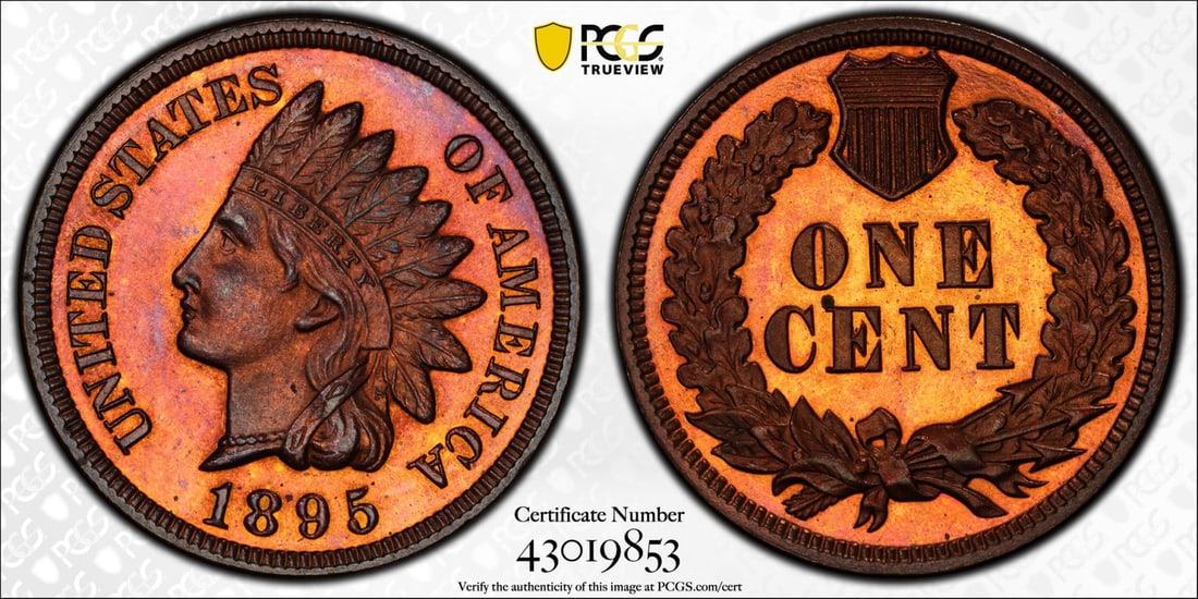 1895 PROOF INDIAN CENT PCGS PR64 RB (1 of 4)