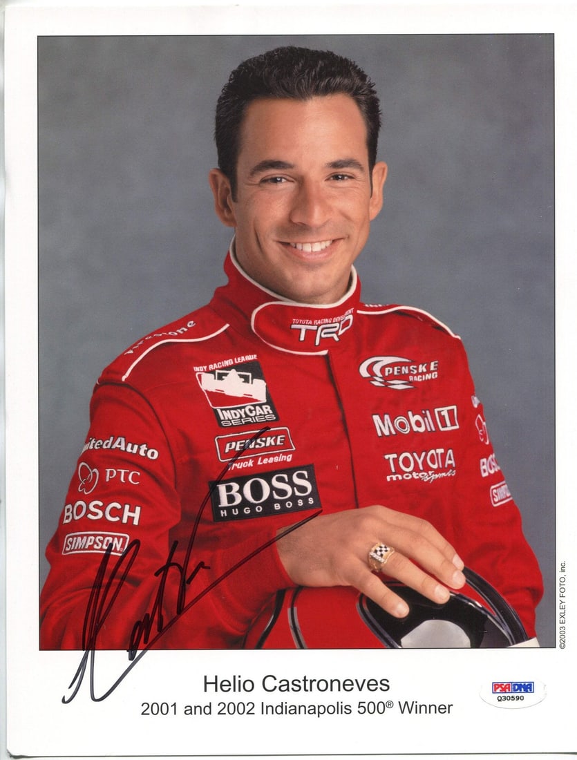 Helio Castroneves Autographed 8x10 Photo Card (PSA) (1 of 2)