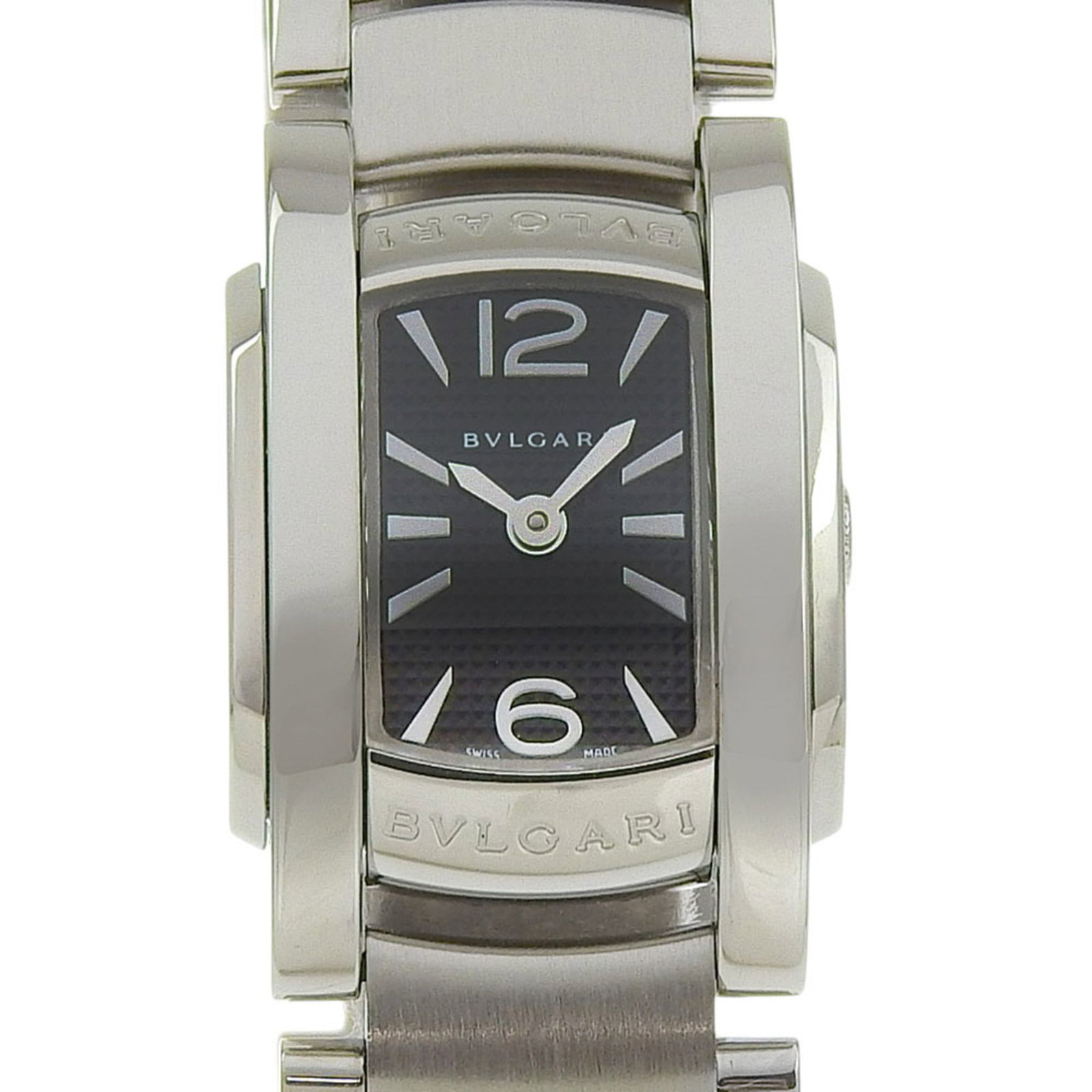 Bvlgari Wristwatch: Bvlgari Wristwatch Stainless steel case and band, the Bvlgari wristwatch boasts a sleek black dial. With its compact 18mm diameter and 7mm thickness, it's designed to fit comfortably on most wrists. T