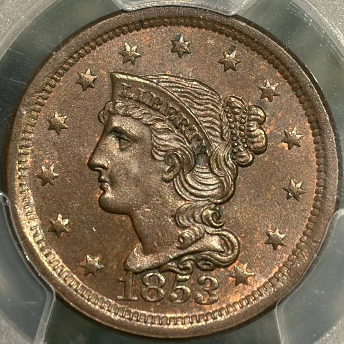 PCGS MS64 BN LARGE CENT 1853 - 2