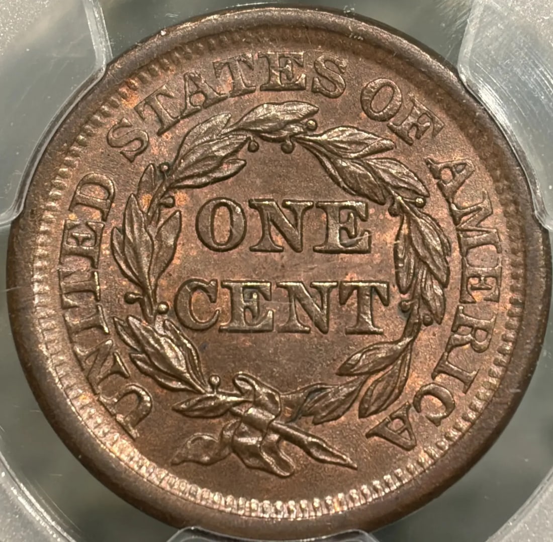 PCGS MS64 BN LARGE CENT 1853 - 3