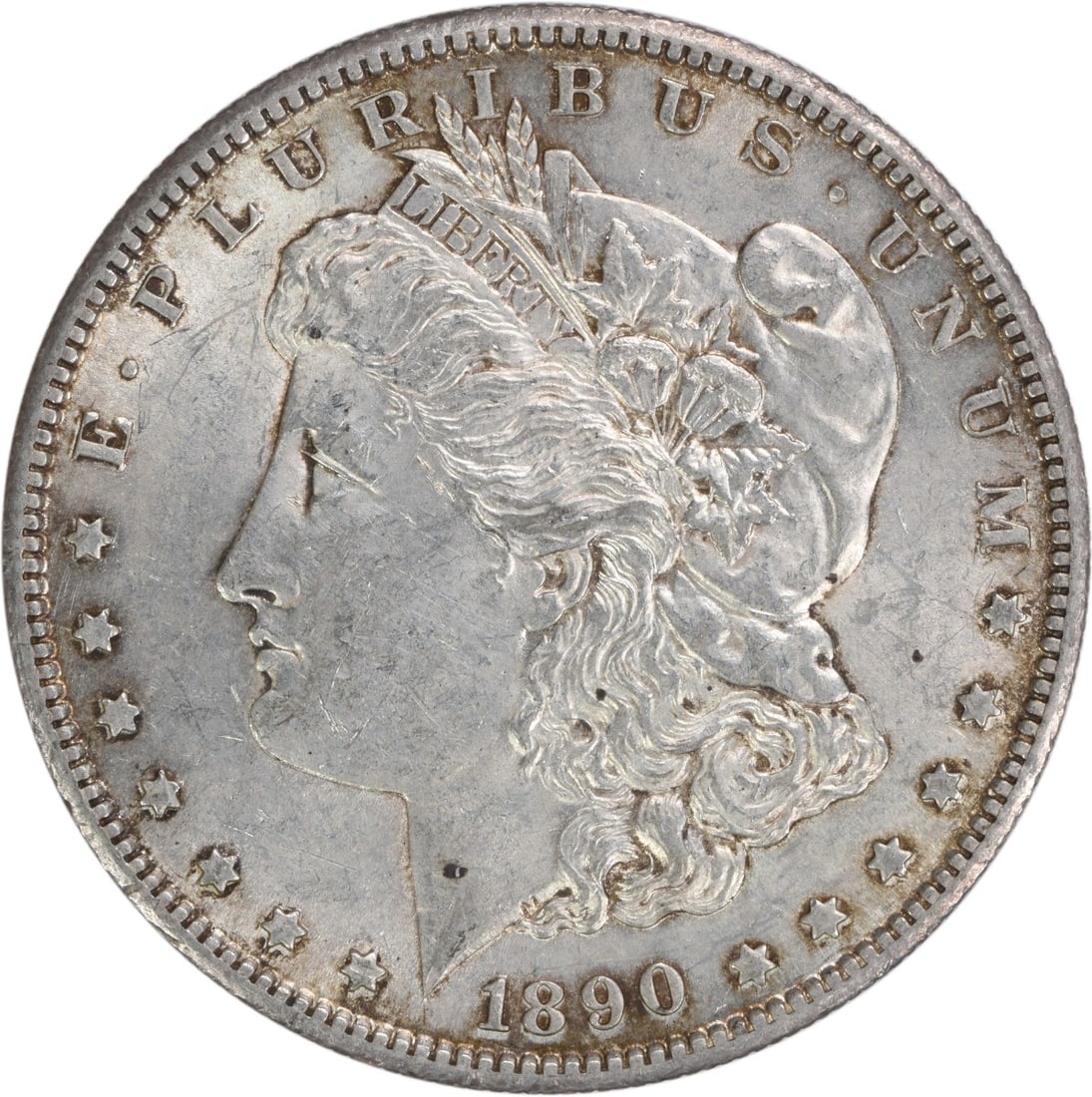 Morgan Silver Dollar 1890-S AU Uncertified Slider: Morgan Silver Dollar 1890-S AU Uncertified Slider The Morgan Silver Dollar 1890-S AU Uncertified Slider boasts an impressive silver composition and reeded edge, characteristic of the San Francisco