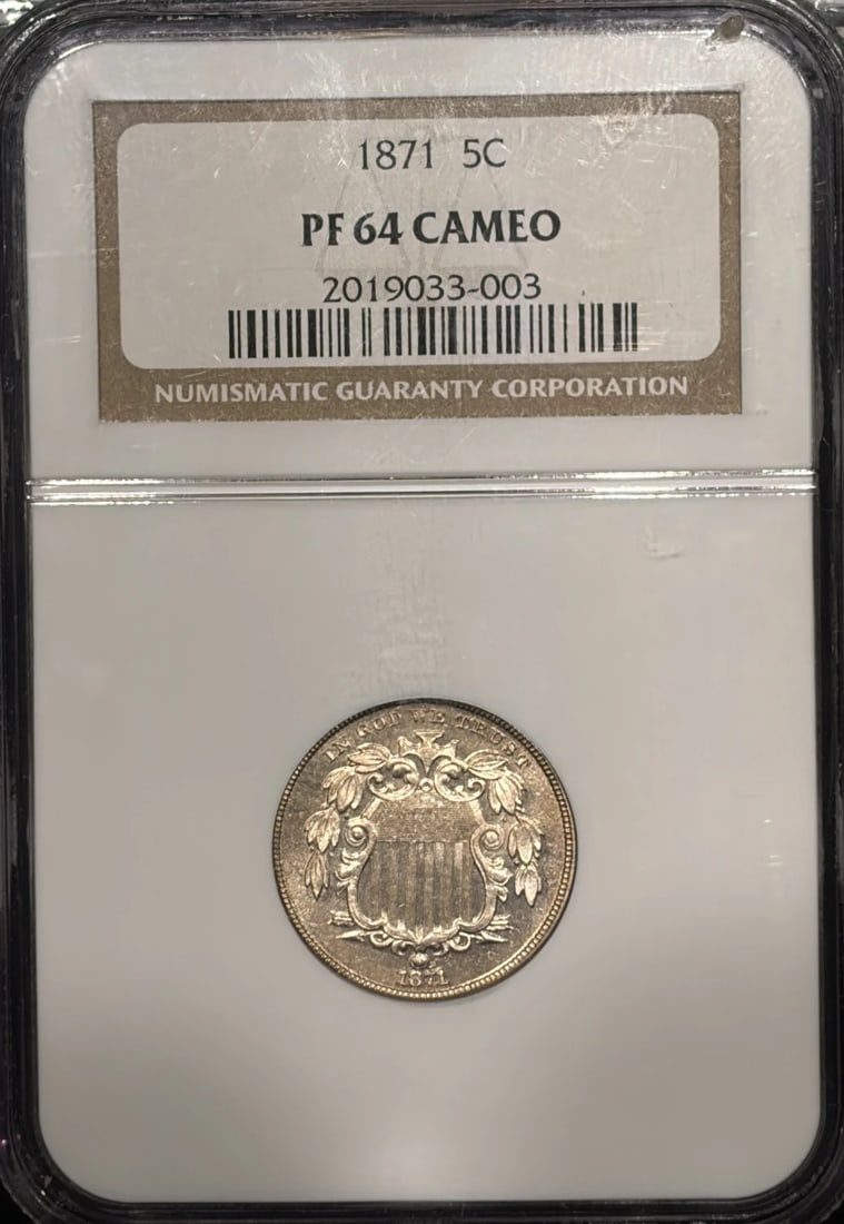 PROOF SHIELD NICKEL 1871 NGC PR64 CAMEO (1 of 3)