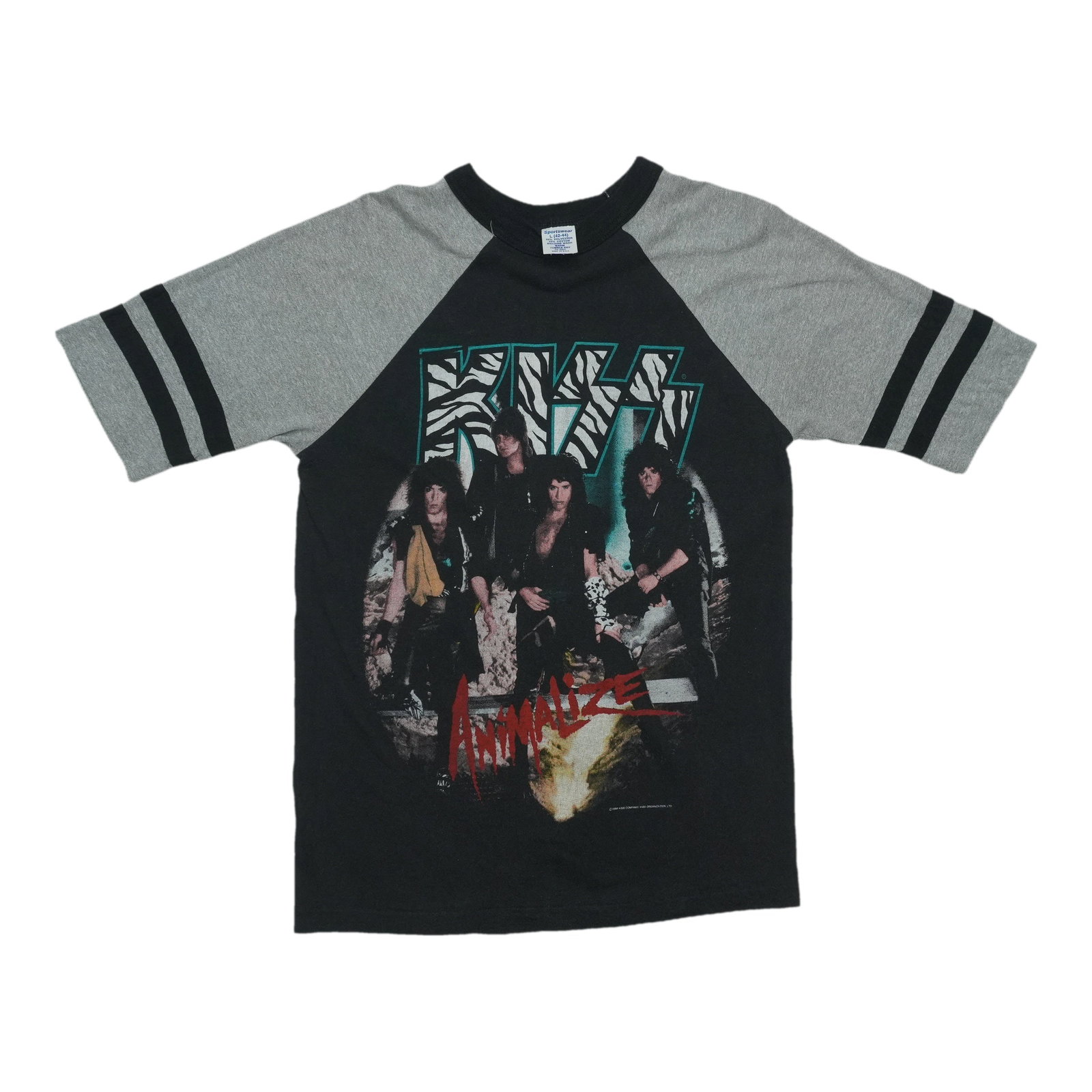 Kiss Tour Shirt Animalize 1984: Kiss Tour Shirt Animalize 1984 Large, excellent condition vintage 1984 KISS Tour Animalize Tour Shirt. This authentic 50/50 cotton/poly blend shirt features a black color with a 18" pit to pit and