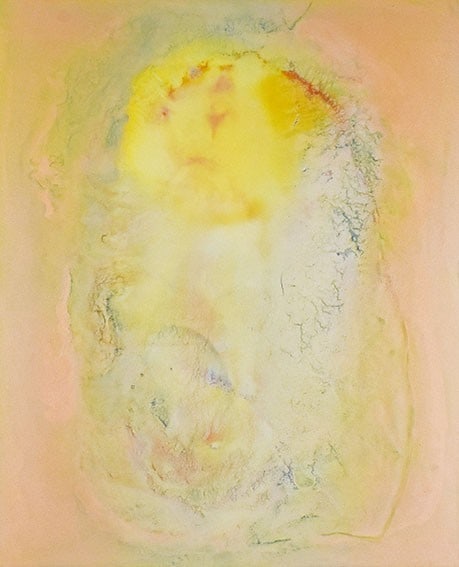Signature acrylic seal Japan abstract unique on cotton cloth by Kenichi Wada 2002 (1 of 2)