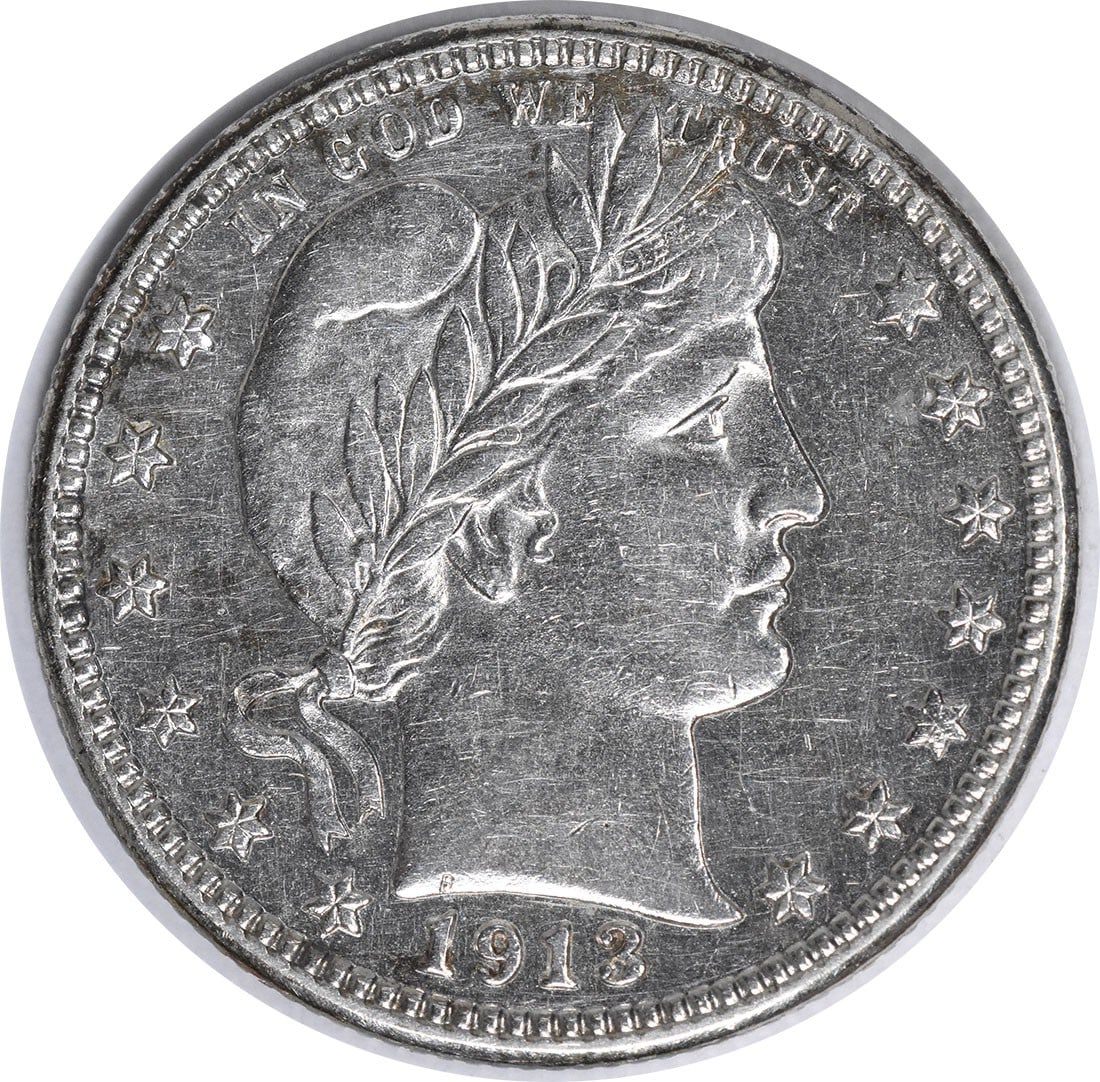 1913-D Barber Silver Quarter BU Uncertified: 1913-D Barber Silver Quarter BU Uncertified The 1913-D Barber Silver Quarter is an uncirculated coin featuring the iconic Barber design, minted in 1913 at the Denver Mint. This silver quarter boasts