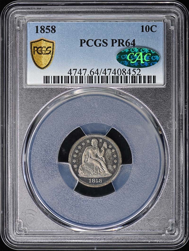 PCGS PR64 Liberty Seated Dime 10C 1858 (1 of 5)