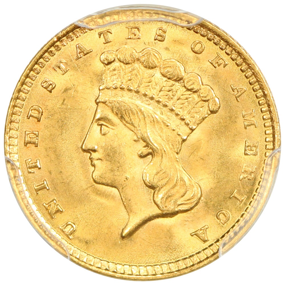 1857 G$1 PCGS MS66 ex: D.L. Hansen - 3