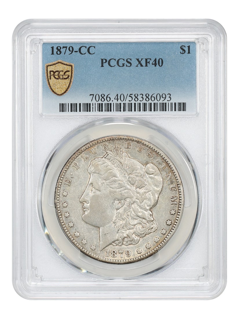 Morgan Dollar CC 1879 Key Mint PCGS XF40: Morgan Dollar CC 1879 Key Mint PCGS XF40 The Morgan Dollar CC 1879 Key Mint PCGS XF40 features a circulated condition with a notable grade of 40, as certified by the Professional Coin Grading Service.