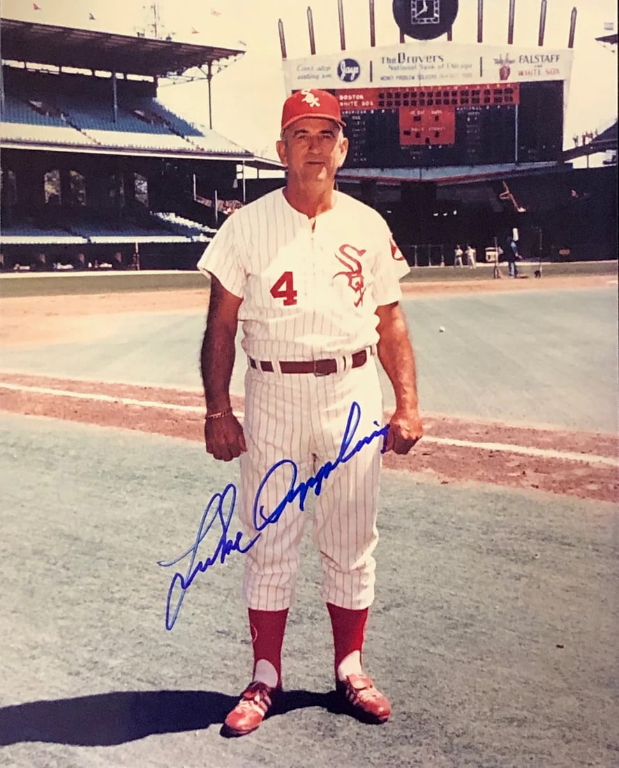 Luke Appling Autographed 8x10 Photo: Luke Appling Autographed 8x10 Photo Signed by Luke Appling in sharpie across the front, this 8x10 photo showcases the Chicago White Sox legend. Accompanied by a COA from , this item bears the